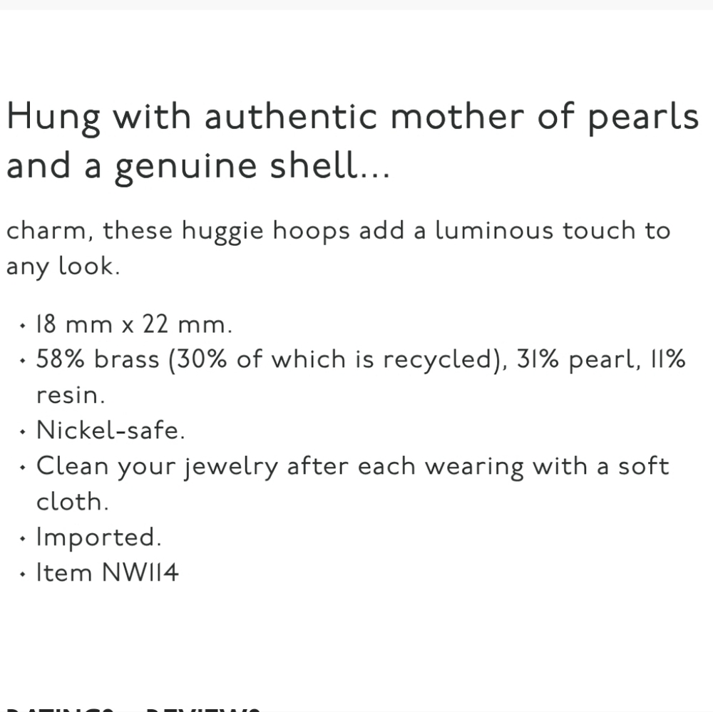 New Madewell Mother Of Pearl Huggie Hoop Earrings - Picture 3 of 5